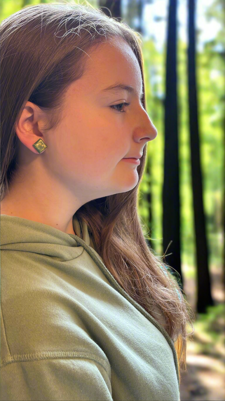 Earth and Èire Diamond Stud Earrings:  Forests Embrace